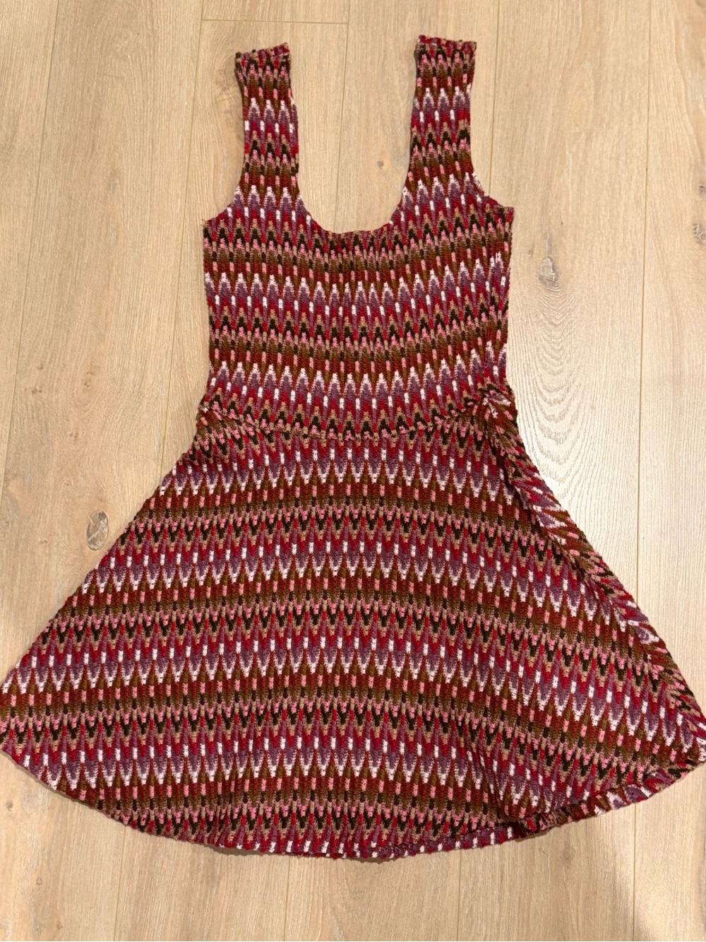 Lovers & Friends  Multicolor Knit Tank Dress - Red and Brown Pattern